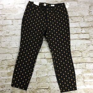 Gap black gold geometric print curvy skinny pants